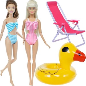 Lalka Barbie Ubranka Sukienki Zestaw WAKACYJNY 4SZT