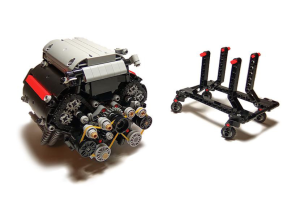 Silnik V8 z klocków samochodowy model zabawka mechaniczny