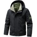 Męska Kurtka Outdoor Softshell Wodoodporna Zimowa z Kapturem Czarna