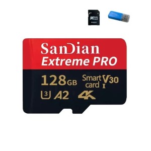 Karta pamięci SanDian Extreme PRO microSDXC 128 GB UHS-I U3 V30 A2 – szybka karta do 4K z adapterem i czytnikiem