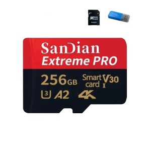 Karta pamięci SanDian Extreme PRO microSDXC 256 GB UHS-I U3 V30 A2 – szybka karta do 4K z adapterem i czytnikiem