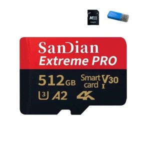 Karta pamięci SanDian Extreme PRO microSDXC 512 GB UHS-I U3 V30 A2 – szybka karta do 4K z adapterem i czytnikiem