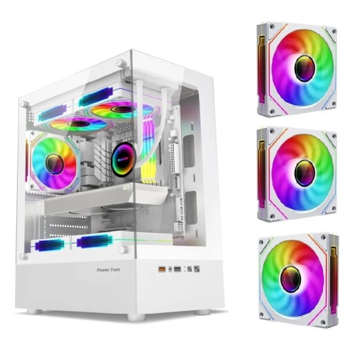 Biała Obudowa komputerowa Mid Tower z panelem szklanym + 3 wentylatory RGB.jpeg