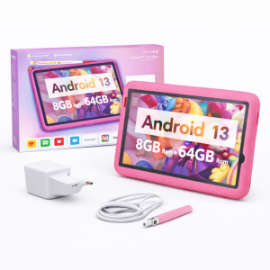 Różowy Tablet dla dzieci Android 13 – 8 GB RAM / 64 GB ROM + etui ochronne z uchwytem