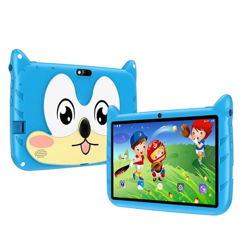 Niebieski Tablet dla dzieci 7 cali – edukacyjny tablet z etui ochronnym Cartoon Android WiFi