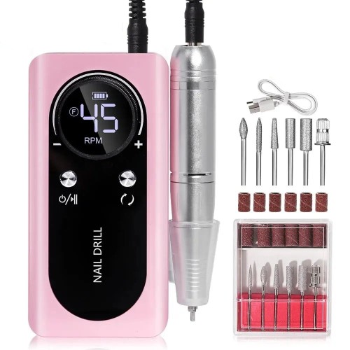 Frezarka do paznokci Różowa Nail Drill 45 000 RPM – Profesjonalny zestaw do manicure i pedicure