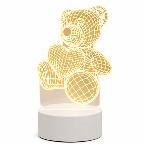 Lampka nocna LED 3D Miś z sercem