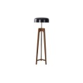 Lampa podłogowa 155 cm – drewno jesionowe + czarny klosz aluminiowy