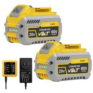 Zestaw 2x Akumulator Li-Ion 20V / 60V MAX 9.0Ah + Ładowarka  Wydajne Zasilanie do Elektronarzędzi DCB609