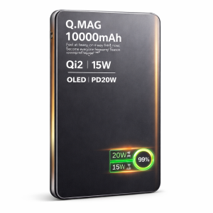 PowerBank Magnetyczny Szary 3w1 10000 mAh  Szybkie ładowanie PD 20W Wyświetlacz LED