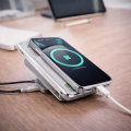 PowerBank Magnetyczny Srebrny 3w1 10000 mAh Szybkie ładowanie PD 20W Wyświetlacz LED