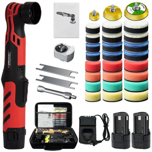 Polerka akumulatorowa mini 12V – zestaw do detailingu z akcesoriami i 2 akumulatorami