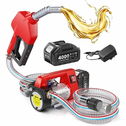 Zestaw Przenośna Pompa do Paliwa 12V z Pistoletem Auto Stop + Akumulator 4000 mAh