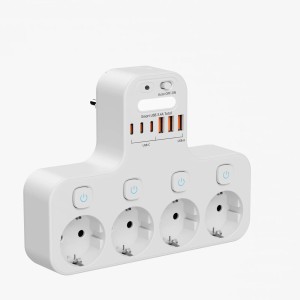 Biała Listwa zasilająca z USB i USB-C – 4 gniazda 230V + szybkie ładowanie 3.4A
