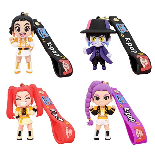 Zestaw 4 Breloków do kluczy akcesoria postać figurka K-Pop Demon Hunter 8 CM