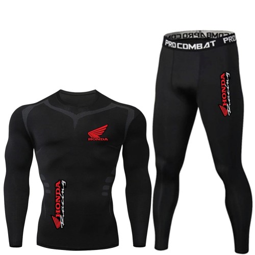 Komplet Zestaw Termoaktywny Rashguard Sportowy HONDA Koszulka Legginsy Treningowe