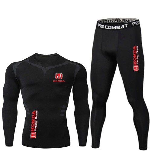 Komplet Zestaw Termoaktywny Rashguard Sportowy HONDA Koszulka Legginsy Treningowe