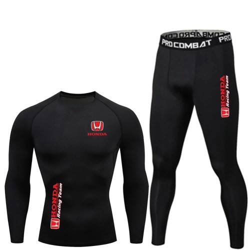 Komplet Zestaw Termoaktywny Rashguard Sportowy HONDA Koszulka Legginsy Treningowe