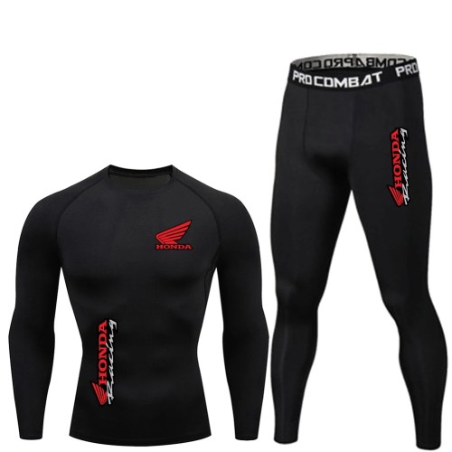 Komplet Zestaw Termoaktywny Rashguard Sportowy HONDA Koszulka Legginsy Treningowe