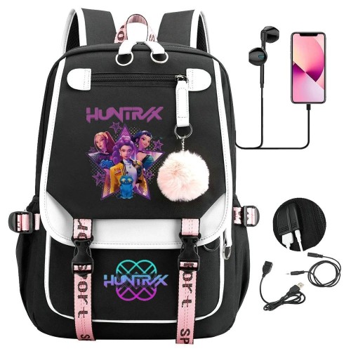 Plecak Szkolny dla dzieci Tornister K-Pop Demon Hunters HUNTRIX z Portem USB