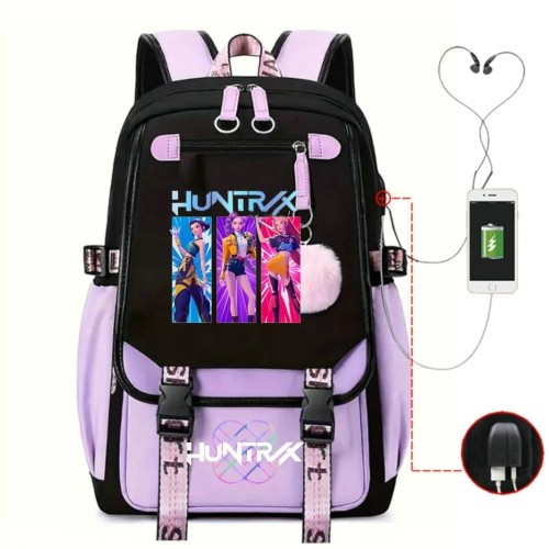 Plecak Szkolny dla dzieci Tornister K-Pop Demon Hunters HUNTRIX z Portem USB