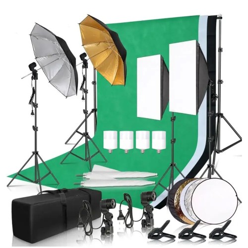 Duży Zestaw oświetleniowy do fotografii i nagrań studio fotograficzne z green screen