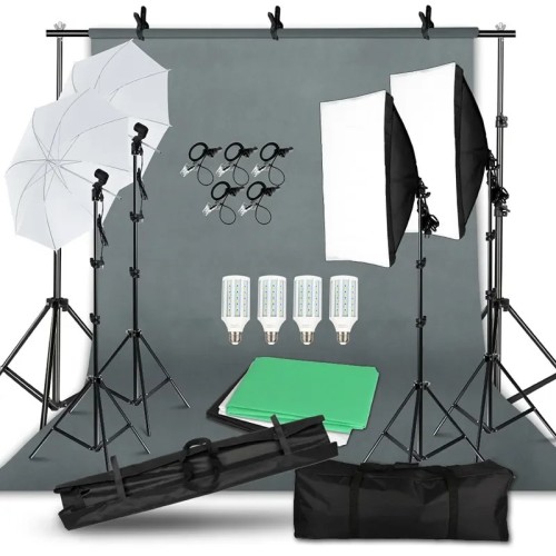 Profesjonalny Zestaw Studialny 2x Softbox + 2x Parasolka + System Teł