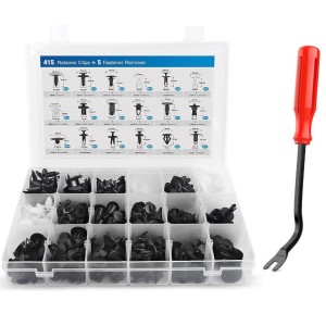 Zestaw spinek tapicerskich samochodowych w organizerze 415 szt. + Ściągacz