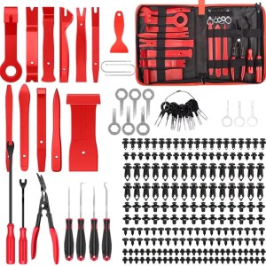 Zestaw narzędzi do demontażu tapicerki i spinek samochodowych + klipsy montażowe