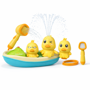 Zestaw Interaktywny zabawek do kąpieli dla dzieci – kaczuszki z prysznicem i łódką