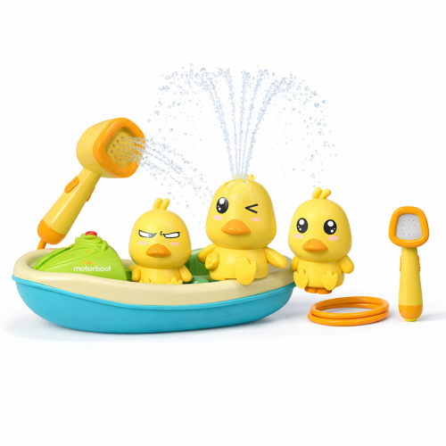 Zestaw Interaktywny zabawek do kąpieli dla dzieci – kaczuszki z prysznicem i łódką