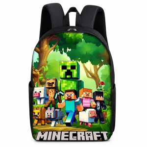Plecak Szkolny Minecraft Creeper Steve dla Chłopca A4 Duży Plecak Gamingowy Zielony