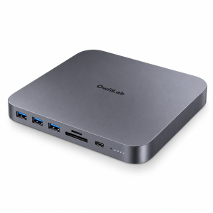 Stacja Dokująca Hub USB-C QWIIZLAB Mac Mini iPad PC USB 3.0 SD MicroSD Szary
