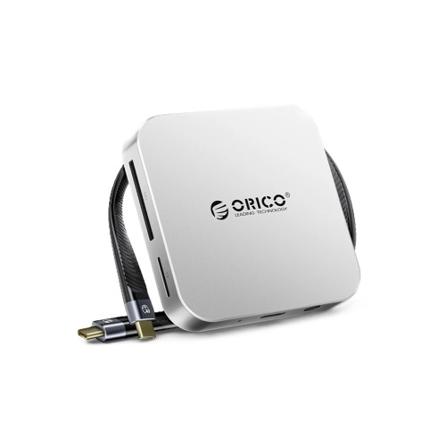 Stacja Dokująca Hub USB-C ORICO Air5C PD 100W SD TF Jack 3.5mm Srebrny