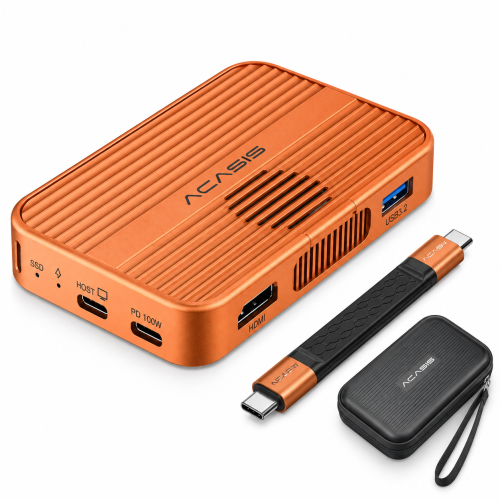 Hub USB-C ACASIS 6w1 Obudowa Dysk M2 NVMe HDMI 4K 100W Pomarańczowy + Etui