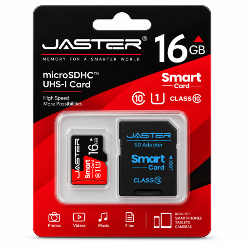 Karta Pamięci Micro SD 16GB JASTER Class10 UHS-I + Adapterem SD