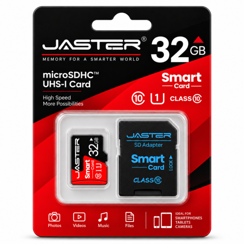 Karta Pamięci Micro SD 32GB JASTER Class10 UHS-I + Adapterem SD