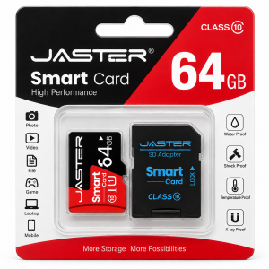 Karta Pamięci Micro SD 64GB JASTER Class10 UHS-I + Adapterem SD