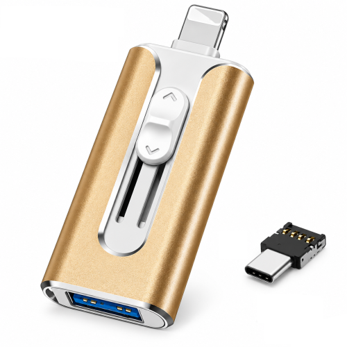 Pendrive do Telefonu iPhone Android USB 3.0 OTG 4w1 Metalowy Złoty
