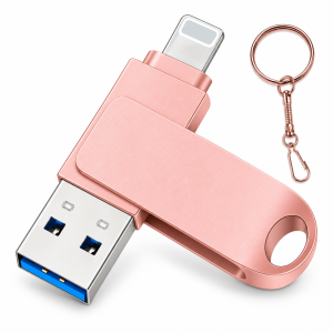 Pendrive do iPhone iPad USB 3.0 OTG Obrotowy Metal + Brelok Różowy