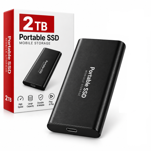 Dysk Zewnętrzny SSD 2TB USB-C Portable Slim Metalowy Czarny