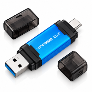 Pendrive do Telefonu USB 3.0 Type-C WANSENDA OTG 2w1 Pamięć Flash Niebieski