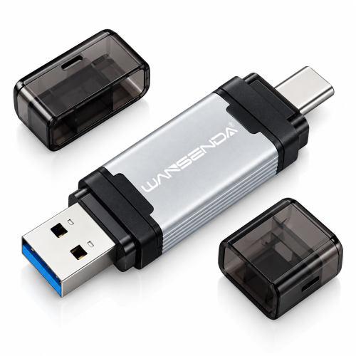 Pendrive do Telefonu USB 3.0 Type-C WANSENDA OTG 2w1 Pamięć Flash Srebrny