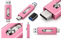 Różowy Pendrive 4w1 USB 3.0 Typ-C Lightning Micro-USB do iPhone Android PC