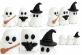 Świecące Mini Figurki Duszki Białe Czarne 6 szt Dekoracja na Tort Stół Halloween