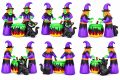 Dmuchane Czarownice z Kotłem i Kotem 180 cm Fioletowe Ozdoba na Halloween LED