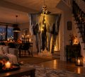 Dekoracja Wisząca Duch Upiór Czaszka Świecący LED Ozdoba na Halloween