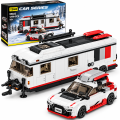 Klocki zabawka dla dzieci AUDI RS6 z Przyczepą Kempingową Kamper Camping 1294 Elementów
