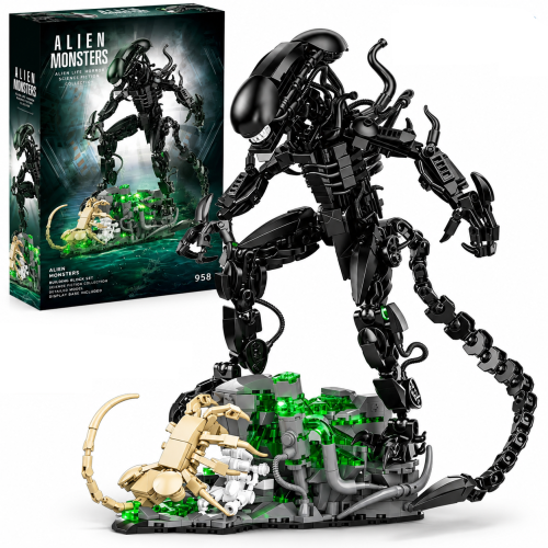 Zestaw Klocków Obcy Alien Monster 958 elem. Figurka Ksenomorf z Podświetleniem LED