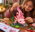 Klocki Różowy Aksolotl Axolotl 998 elem Figurka Kolekcjonerska Zwierzątko na Podstawce